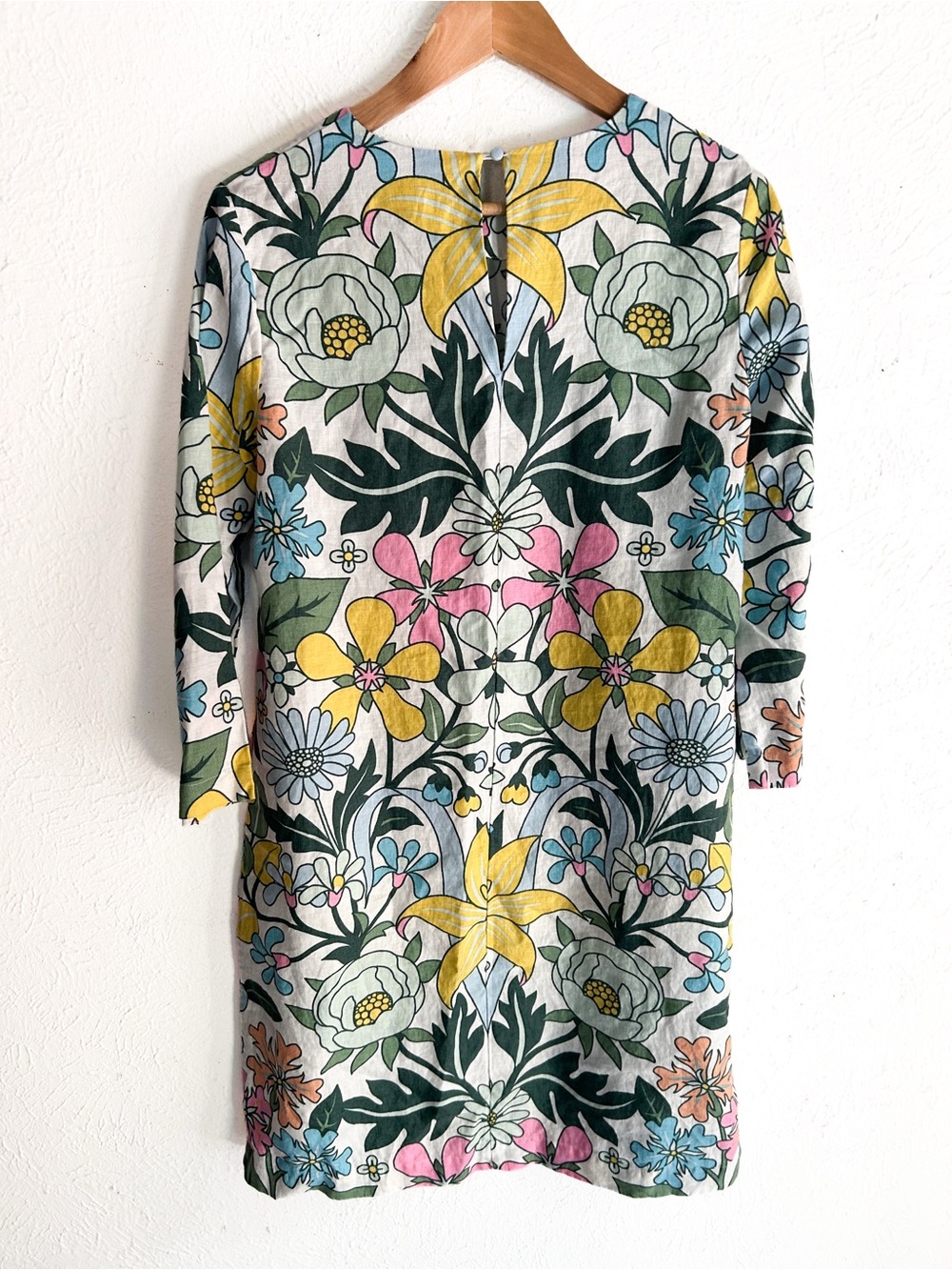 Boden Flare Linen Floral Shift Dress Mod Retro Size US 6 Long - Picture 5 of 6